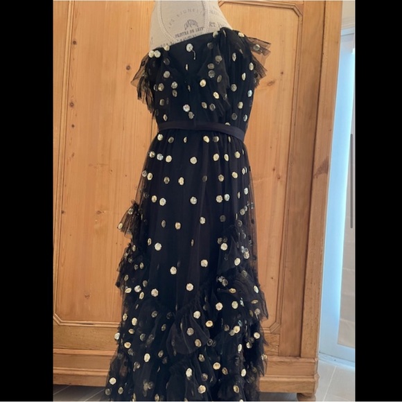 Marchesa Notte Off Shoulder Polka Dot Sequin Gown - Picture 9 of 12